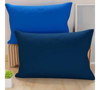 PETTI ARTIGIANI ITALIANI - Par de Fundas de Almohada 60x40 cm, Pareja de Funda de Cojín Lisas Double Face Azul Eléctrico Azul Noche, 100% Microfibra Hipoalergénica