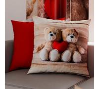 PETTI Artigiani Italiani - Par de Fundas de Almohada 60x60 cm, Pareja de Funda de Cojín Ositos Beige, 100% Microfibra Hipoalergénica, Paquete de 2, Made in Italy