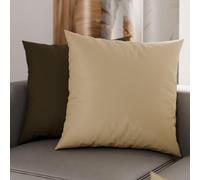 PETTI ARTIGIANI ITALIANI - Par de Fundas de Almohada 65x65 cm, Pareja de Funda de Cojín Lisas Double Face Topo Barro, 100% Microfibra Hipoalergénica