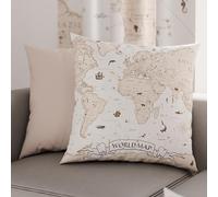 PETTI Artigiani Italiani - Par de Fundas de Almohada 65x65 cm, Pareja de Funda de Cojín Mapa del Mundo 01, 100% Microfibra Hipoalergénica, Paquete de 2, Made in Italy