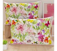 PETTI Artigiani Italiani - Par de Fundas de Almohada 70x40 cm, Pareja de Funda de Cojín Floral Colorido, 100% Microfibra Hipoalergénica, Paquete de 2, Made in Italy