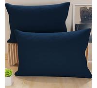 PETTI ARTIGIANI ITALIANI - Par de Fundas de Almohada 70x40 cm, Pareja de Funda de Cojín Lisas Azul Noche, 100% Microfibra Hipoalergénica, Made in Italy