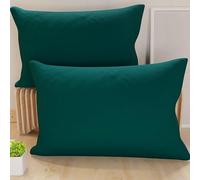 PETTI ARTIGIANI ITALIANI - Par de Fundas de Almohada 70x50 cm, Pareja de Funda de Cojín Lisas Petróleo, 100% Microfibra Hipoalergénica