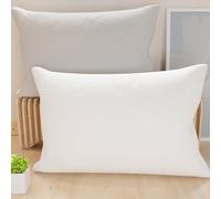 PETTI ARTIGIANI ITALIANI - Par de Fundas de Almohada 80x50 cm, Pareja de Funda de Cojín Lisas Double Face Blanco Gris Claro, 100% Microfibra Hipoalergénica