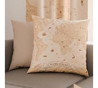 PETTI Artigiani Italiani - Par de Fundas de Almohada 80x80 cm, Pareja de Funda de Cojín Mapa del Mundo 02, 100% Microfibra Hipoalergénica, Paquete de 2, Made in Italy