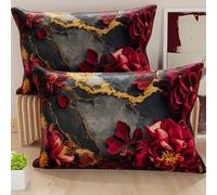PETTI ARTIGIANI ITALIANI - Par de Fundas de Almohada de 50 x 70 cm de Microfibra, Cojines para decoración de Dormitorio, sofá, salón, Juego de 2 Fundas de cojín, Funda de Almohada Floral 06 16, 100%