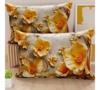 PETTI ARTIGIANI ITALIANI - Par de Fundas de cojín de 40 x 70 cm de Microfibra, Cojines Decorativos para Dormitorio, sofá, salón, Juego de 2 Fundas de cojín, Funda de Almohada Floral 06 17, 100% Made
