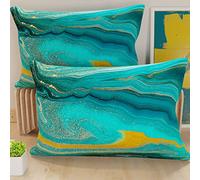 PETTI Artigiani Italiani - Par de Fundas de cojín de Microfibra de 50 x 30 cm, para decoración de Dormitorio, sofá, salón, Juego de 2 Fundas de cojín, de mármol Azul, 100% Fabricado en Italia