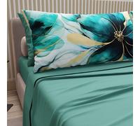 PETTI Artigiani Italiani - Sábanas de algodón con Fundas de Almohada con impresión Digital, sábanas para Cama Individual, Juego de Cama Individual, diseño de Flores de mármol 09, 100% Fabricado en