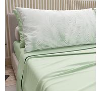 PETTI Artigiani Italiani - Sábanas de algodón con Fundas de Almohada con impresión Digital, una Plaza y Media Francesa, Juego de sábana encimera y Bajera con Esquinas, Salvia, 100% Made in Italy