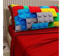 PETTI Artigiani Italiani - Sábanas de algodón con Fundas de Almohada con impresión Digital, una Plaza y Media Francesa, Juego de sábana encimera y Bajera con Esquinas, Rojo, 100% Made in Italy