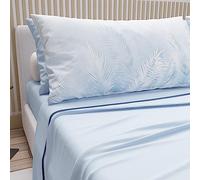 PETTI Artigiani Italiani - Sábanas de algodón con Fundas de Almohada con impresión Digital, una Plaza y Media Francesa, Juego de sábana encimera y Bajera con Esquinas, Azul, 100% Made in Italy