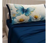 Petti Artigiani Italiani - Sábanas de algodón con Fundas de Almohada con impresión Digital, una Plaza y Media Francesa, Juego de sábana encimera y Bajera con Esquinas, Mariposa 04 Azul Noche, 100%