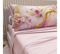 PETTI ARTIGIANI ITALIANI - Sábanas de algodón con Fundas de Almohada de Estampado Digital, tamaño Doble Maxi, j y sábana Bajera con Esquinas, Estampado Floral 06 6 Light Powder, 100% Made in Italy