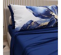 PETTI Artigiani Italiani - Sábanas de algodón con Fundas de Almohada de impresión Digital, sábanas de una Plaza y Media, Juego de Cama de una Plaza y Media, mármol Flower-08, 100% Made in Italy
