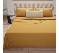 PETTI Artigiani Italiani - Sábanas de algodón, sábanas de Matrimonio, Juego de Cama Queen, Amarillo Ocre, 100% Made in Italy