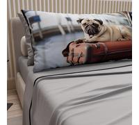 Petti Artigiani Italiani - Sábanas de Animales con Perros de algodón con Fundas de Almohada de impresión Digital, sábanas de una Plaza y Media Francesa, Juego de Cama de una Plaza y Media Gris, 100%