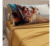 PETTI Artigiani Italiani - Sábanas de Animales con Perros de algodón con Fundas de Almohada de impresión Digital, sábanas de una Plaza y Media, Juego de Cama de una Plaza y Media Amarillo, 100% Made