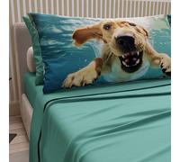 Petti Artigiani Italiani - Sábanas de Animales con Perros de algodón con Fundas de Almohada de impresión Digital, sábanas matrimoniales Maxi, Juego de Cama matrimonial Ottanio, 100% Made in Italy