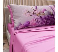 PETTI ARTIGIANI ITALIANI - Sábanas de Pascua de algodón con Fundas de Almohada de impresión Digital, Matrimonio Maxi, Juego de sábana encimera y Bajera con Esquinas, 20 Rosa, Made in Italy
