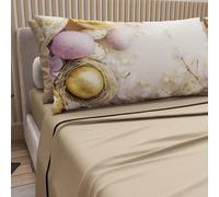 PETTI ARTIGIANI ITALIANI - Sábanas de Pascua de algodón con Fundas de Almohada de impresión Digital, Matrimonio Maxi, Juego de sábana encimera y Bajera con Esquinas, 16 Beige, Made in Italy