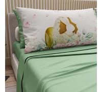 PETTI ARTIGIANI ITALIANI - Sábanas de Pascua de algodón con Fundas de Almohada de impresión Digital, Matrimonio Maxi, Juego de sábana encimera y Bajera con Esquinas, 12 Salvia, Fabricado en Italia