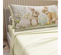 PETTI ARTIGIANI ITALIANI - Sábanas de Pascua de algodón con Fundas de Almohada de impresión Digital, Matrimonio Maxi, Juego de sábana encimera y Bajera con Esquinas, 25 Color Crema, Fabricado en