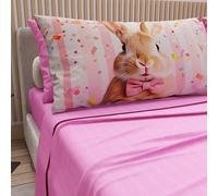 PETTI ARTIGIANI ITALIANI - Sábanas de Pascua de algodón con Fundas de Almohada de impresión Digital, Matrimonio Maxi, Juego de sábana encimera y Bajera con Esquinas, 23 Rosa, Made in Italy
