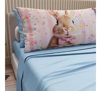 PETTI ARTIGIANI ITALIANI - Sábanas de Pascua de algodón con Fundas de Almohada de impresión Digital, Matrimonio Maxi, Juego de sábana encimera y Bajera con Esquinas, 23 Azul, Fabricado en Italia
