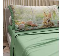 PETTI ARTIGIANI ITALIANI - Sábanas de Pascua de algodón con Fundas de Almohada de impresión Digital, Matrimonio Maxi, Juego de sábana encimera y Bajera con Esquinas, 09 Salvia, Fabricado en Italia