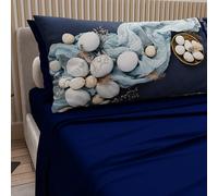 PETTI Artigiani Italiani - Sábanas de Pascua de algodón con fundas de almohada de impresión digital, matrimonio maxi, juego de sábana encimera y bajera con esquinas, 18 azul noche, fabricado en Italia