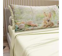 PETTI ARTIGIANI ITALIANI - Sábanas de Pascua de algodón con Fundas de Almohada de impresión Digital, para Cama de Matrimonio Maxi, Juego de sábana encimera y Bajera con Esquinas, 09 Color Crema