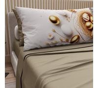 PETTI Artigiani Italiani - Sábanas de Pascua de algodón con fundas de almohada de impresión digital, para cama de matrimonio maxi, juego completo de sábana encimera y bajera con esquinas, 24 gris topo