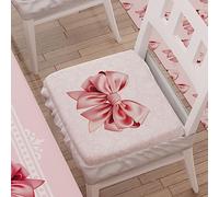 PETTI ARTIGIANI ITALIANI - Set de 6 Cojines para Sillas de Cocina con Bandas Elásticas | Fundas de Microfibra para Silla con Elástico Almohadillas para Diseño de Lazo Rosa | 100% Fabricado en Italia