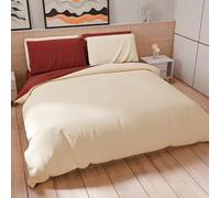 PETTI ARTIGIANI ITALIANI - Set Funda Nórdica 150x200 cm (1 Funda de Almohada 50x80 cm Incluida), Duvet Cover Microfibra 1 Persona Suave Crema Burdeos