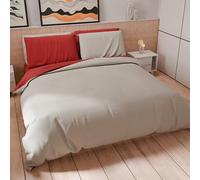 PETTI ARTIGIANI ITALIANI - Set Funda Nórdica 150x200 cm (1 Funda de Almohada 50x80 cm Incluida), Duvet Cover Microfibra 1 Persona Suave Rojo Gris Claro