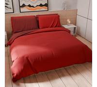 PETTI ARTIGIANI ITALIANI - Set Funda Nórdica 200x200 cm (1 Funda de Almohada 50x80 cm Incluida), Duvet Cover Microfibra 1/2 Personas Suave Rojo Burdeos