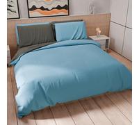 PETTI ARTIGIANI ITALIANI - Set Funda Nórdica 200x200 cm (1 Funda de Almohada 50x80 cm Incluida), Duvet Cover Microfibra 1/2 Personas Suave Celeste Gris Oscuro