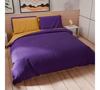 PETTI ARTIGIANI ITALIANI - Set Funda Nórdica 250x200 cm (2 Fundas de Almohada 50x80 cm Incluidas), Duvet Cover Microfibra 2 Personas Suave Violeta Amarillo