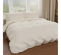 PETTI ARTIGIANI ITALIANI - Set Funda Nórdica 250x200 cm (2 Fundas de Almohada 50x80 cm Incluidas), Duvet Cover Microfibra 2 Personas Suave Crema
