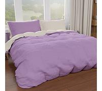 PETTI ARTIGIANI ITALIANI - Set Funda Nórdica 250x200 cm (2 Fundas de Almohada 50x80 cm Incluidas), Duvet Cover Microfibra 2 Personas Suave Lila Crema