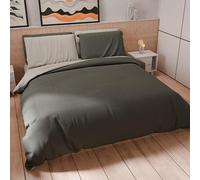 PETTI ARTIGIANI ITALIANI - Set Funda Nórdica 250x200 cm (2 Fundas de Almohada 50x80 cm Incluidas), Duvet Cover Microfibra 2 Personas Suave Gris Oscuro Gris Claro