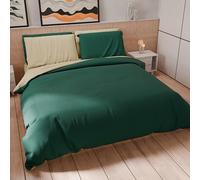 PETTI ARTIGIANI ITALIANI - Set Funda Nórdica 250x200 cm (2 Fundas de Almohada 50x80 cm Incluidas), Duvet Cover Microfibra 2 Personas Suave Beige Verde