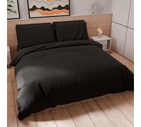 PETTI ARTIGIANI ITALIANI - Set Funda Nórdica 250x200 cm (2 Fundas de Almohada 50x80 cm Incluidas), Duvet Cover Microfibra 2 Personas Suave Negro