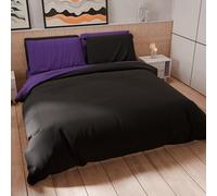 PETTI ARTIGIANI ITALIANI - Set Funda Nórdica 250x200 cm (2 Fundas de Almohada 50x80 cm Incluidas), Duvet Cover Microfibra 2 Personas Suave Negro Violeta