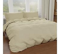 PETTI ARTIGIANI ITALIANI - Set Funda Nórdica 250x200 cm (2 Fundas de Almohada 50x80 cm Incluidas), Duvet Cover Microfibra 2 Personas Suave Beige