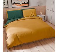 PETTI ARTIGIANI ITALIANI - Set Funda Nórdica 250x200 cm (2 Fundas de Almohada 50x80 cm Incluidas), Duvet Cover Microfibra 2 Personas Suave Verde Esmeralda Amarillo