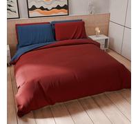 PETTI ARTIGIANI ITALIANI - Set Funda Nórdica 250x200 cm (2 Fundas de Almohada 50x80 cm Incluidas), Duvet Cover Microfibra 2 Personas Suave Burdeos Azul Noche