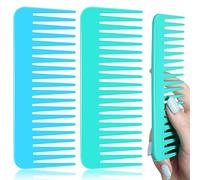 Pettine Districante per Capelli Grandi Pettine a Denti Larghi per Capelli Ricci Asciutti Bagnati, Pettine Districante Senza Manico Pettine Shampoo per Styling (Blu, Menta)