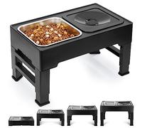 PETTOM Comedero Elevado para Perro con 4 Alturas Ajustables | Comedero de Acero Inoxidable y Bebedero Antigoteo